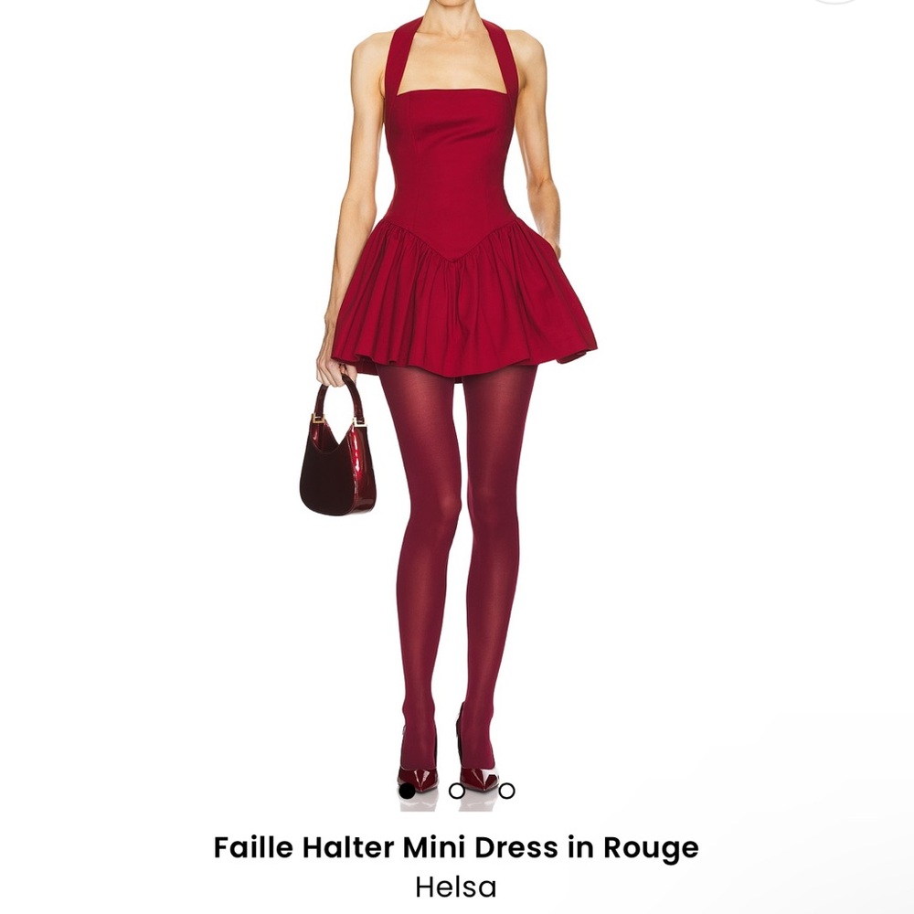 REVOLVE Red Faille Halter Mini Dress